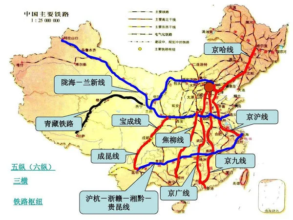 中国铁路网的六纵三横（铁路线六横）2