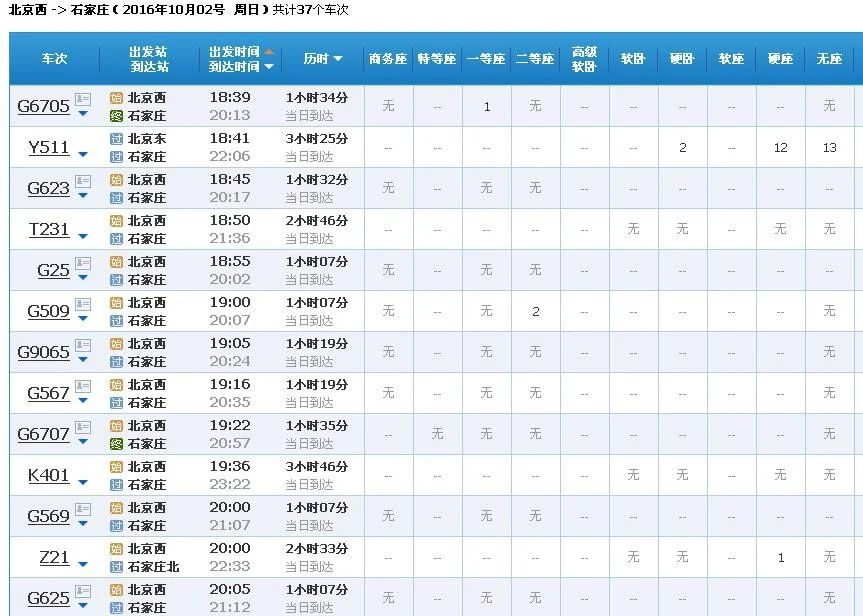 北京西至邯郸东 高铁时刻表（北京西站高铁时刻表）3