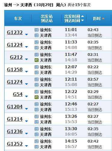徐州到天津的高铁班次（徐州到天津西高铁）