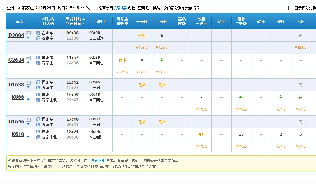 霍州到北京市的高铁票价每人是多少（霍州高铁列车时刻表）