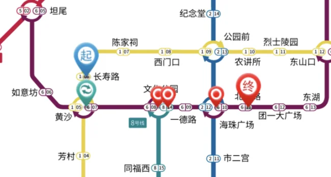 广州上下九到北京路怎么坐地铁（长寿路去北京路的地铁站）
