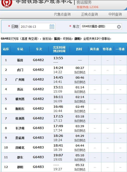 有没有一趟票价为290元的高铁深圳到邵东的（邵东至深圳高铁）4