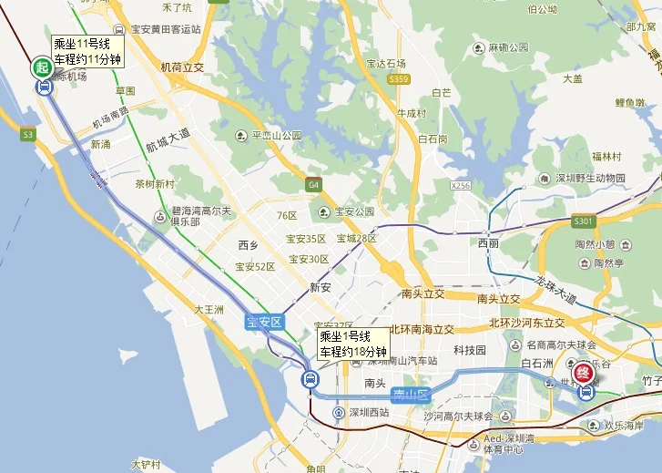 从深圳华侨城到深圳机场坐地铁该怎么走（华侨城到宝安机场地铁）1