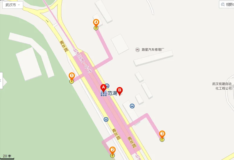 武汉范湖地铁站位置`公交（范湖地铁站出口）