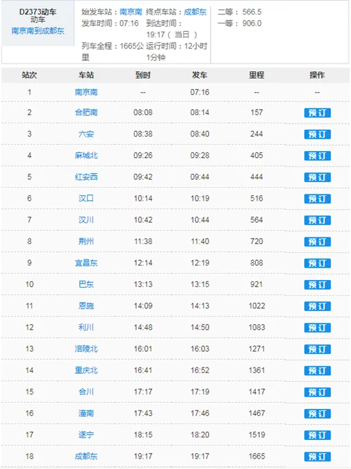 南京到成都的动车经过那些城市(南京到利川高铁时刻表)2