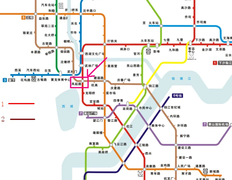 杭州地铁一号线与二号线哪里换乘（杭州地铁二号线转一号）2