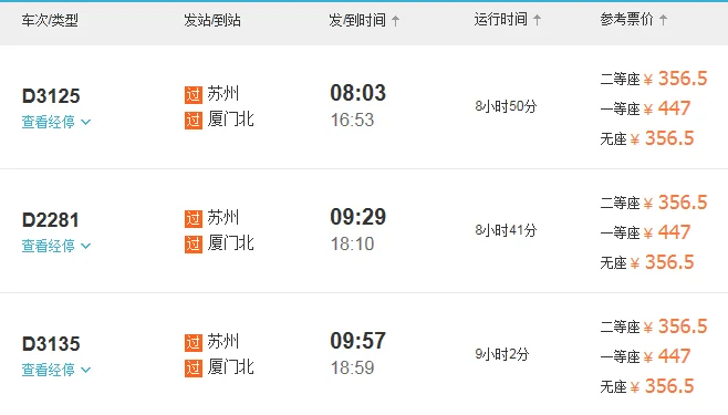 从苏州到厦门坐高铁需要多长时间（苏州去厦门高铁）1