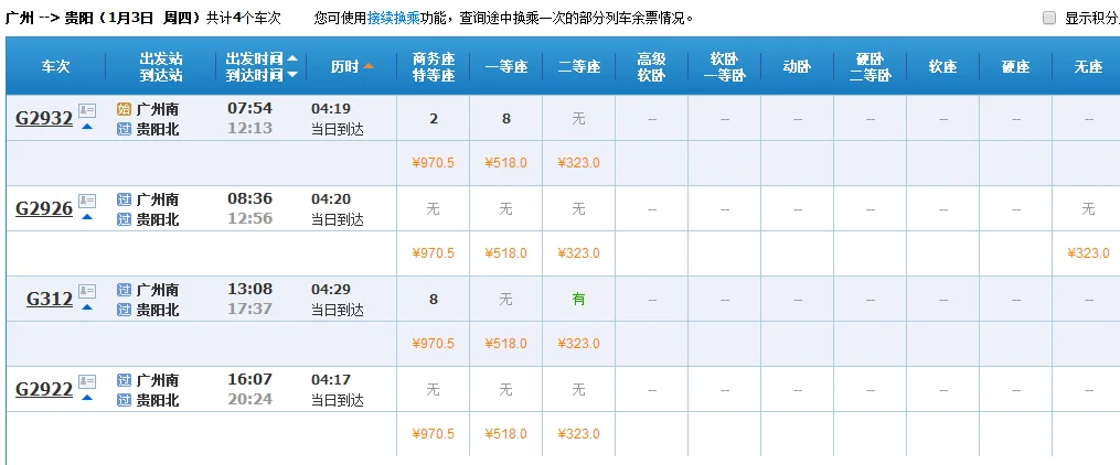 广州到贵州高铁的价钱（贵州高铁价格）