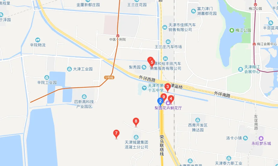 天津地铁5号线线路图（梨园头地铁站）