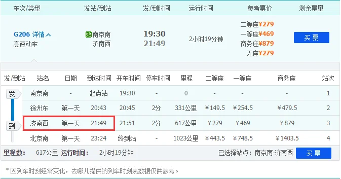 京沪高铁上海虹桥站上行时刻表（部分）上行车次区间到开终到停站D212徐州东北京南8：558：5711：34济南西（高铁g206）