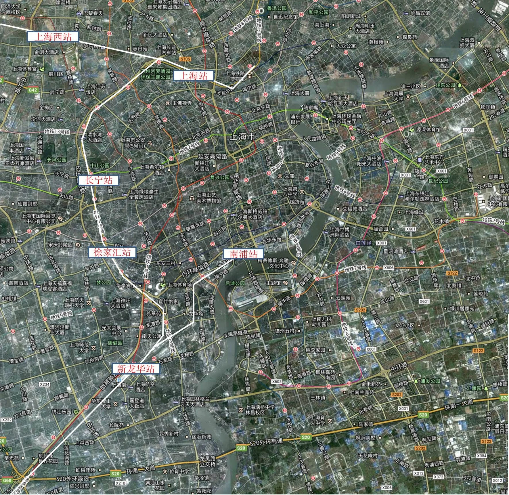 沪杭铁路内环线从长宁站往北就有岔道了对吗左边往上海西站之间还有什么站右边往上海站之间还有什么站（沪杭铁路内环线）2