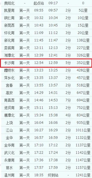 g2308高铁到长沙南时刻是多少（新晃西到长沙南高铁）6