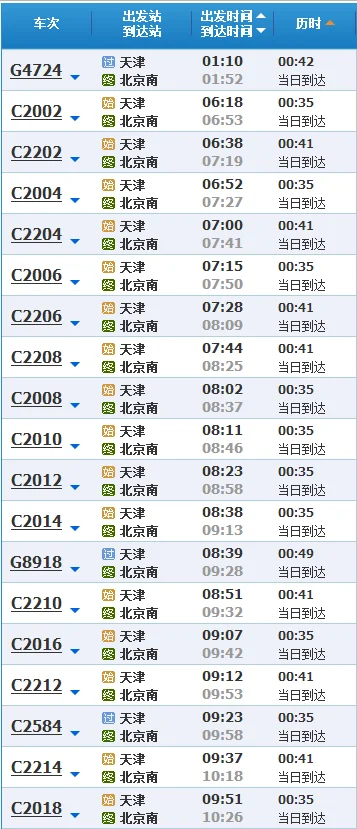 从天津去北京怎么坐高铁（天津到北京南高铁）