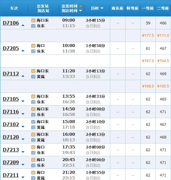 海口到乐东高铁时刻表（美兰到乐东高铁时刻表）