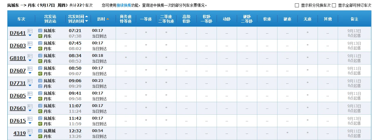 丹东到凤城高铁时刻表7月15号都有几点的(凤城至丹东高铁时刻表)2