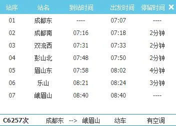成都到峨眉高铁有几个站（峨眉铁路站）