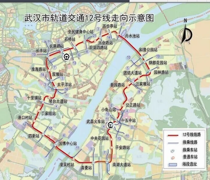 武汉地铁线路图（武汉地铁12号线全程线路图）2