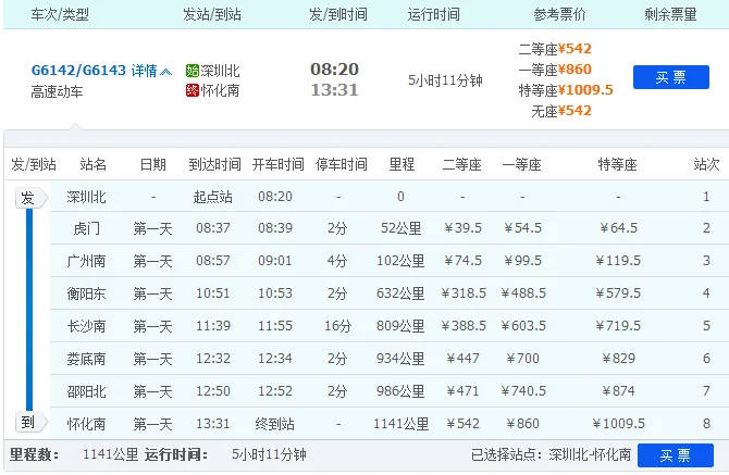 广州南到邵阳北站高铁经过哪些站、(g6143高铁时刻表)